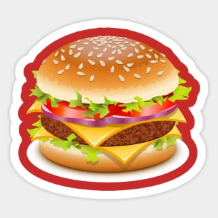 Cheese burger on a plate Sticker